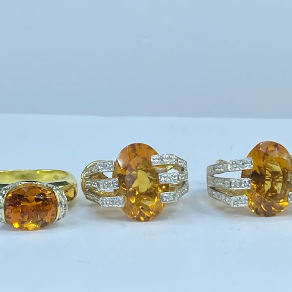 H Stern 18K/14 yellow gold oval Citrine Diamond earrings ring set 14.0g JR78323 - Picture 2 of 11